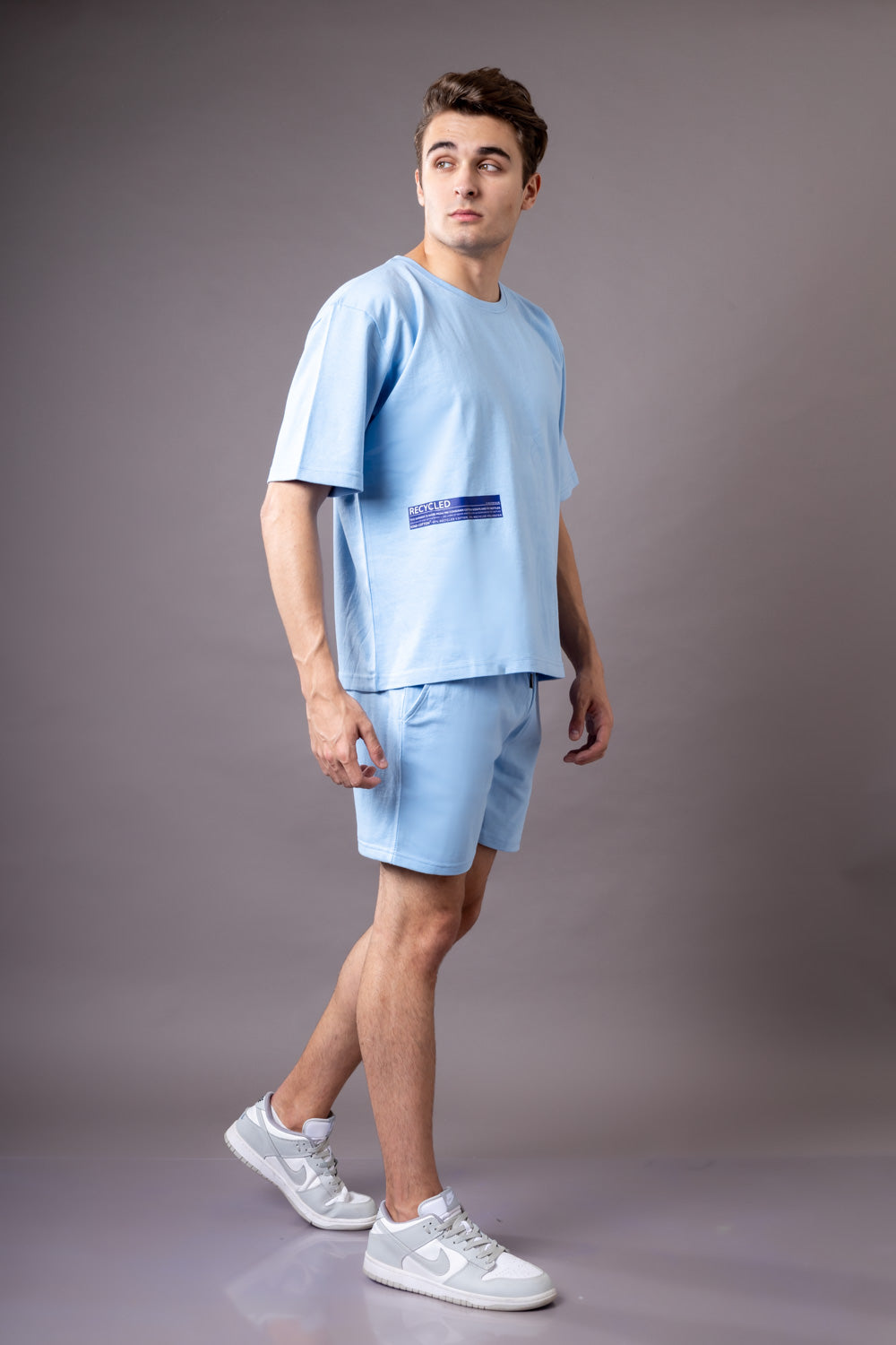 Tranquil Sky Blue  Oversized T-shirt and Shorts Co-Ord