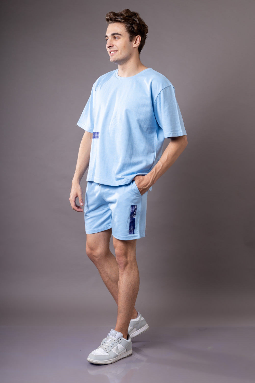 Tranquil Sky Blue  Oversized T-shirt and Shorts Co-Ord