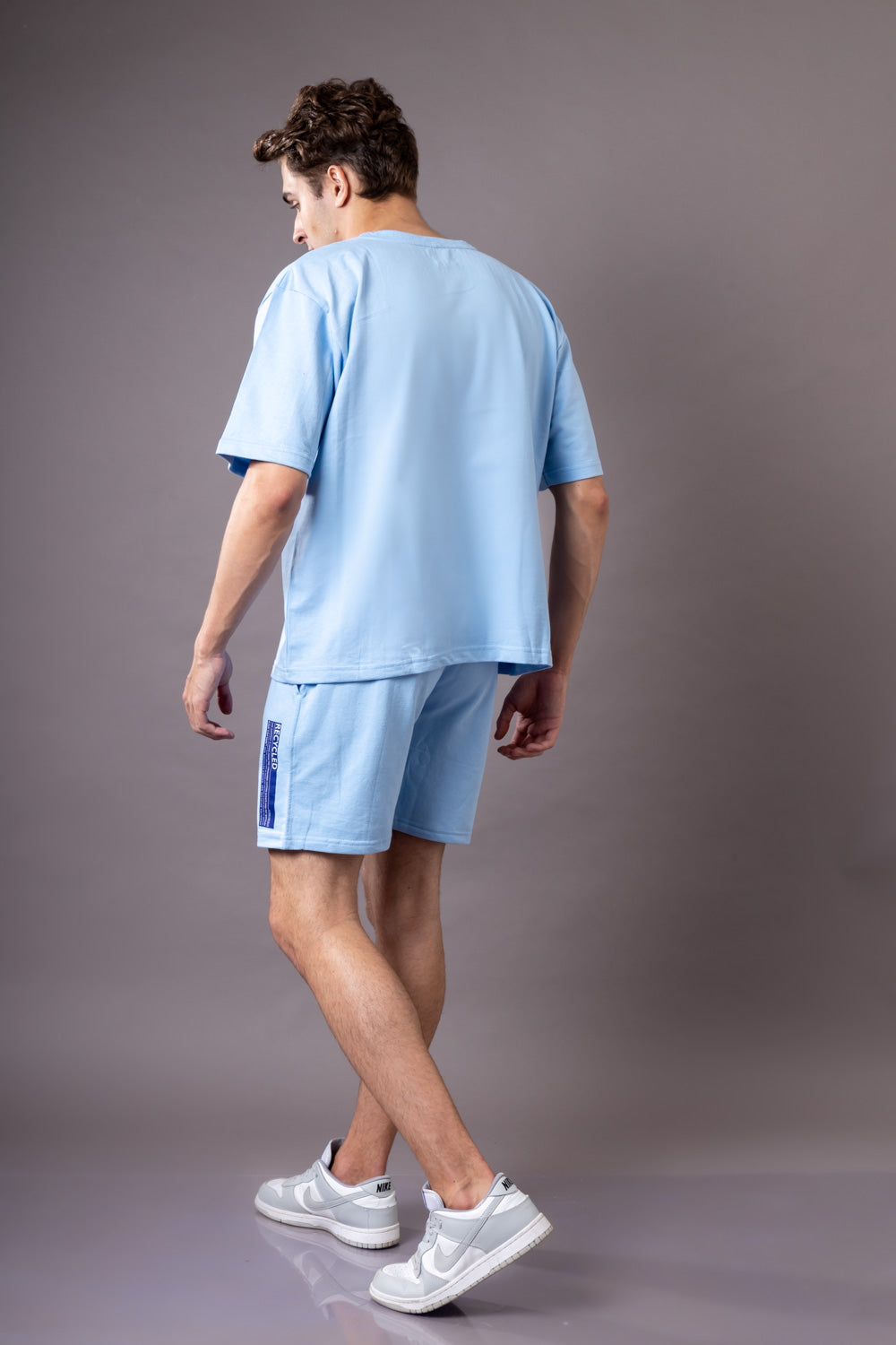 Tranquil Sky Blue  Oversized T-shirt and Shorts Co-Ord
