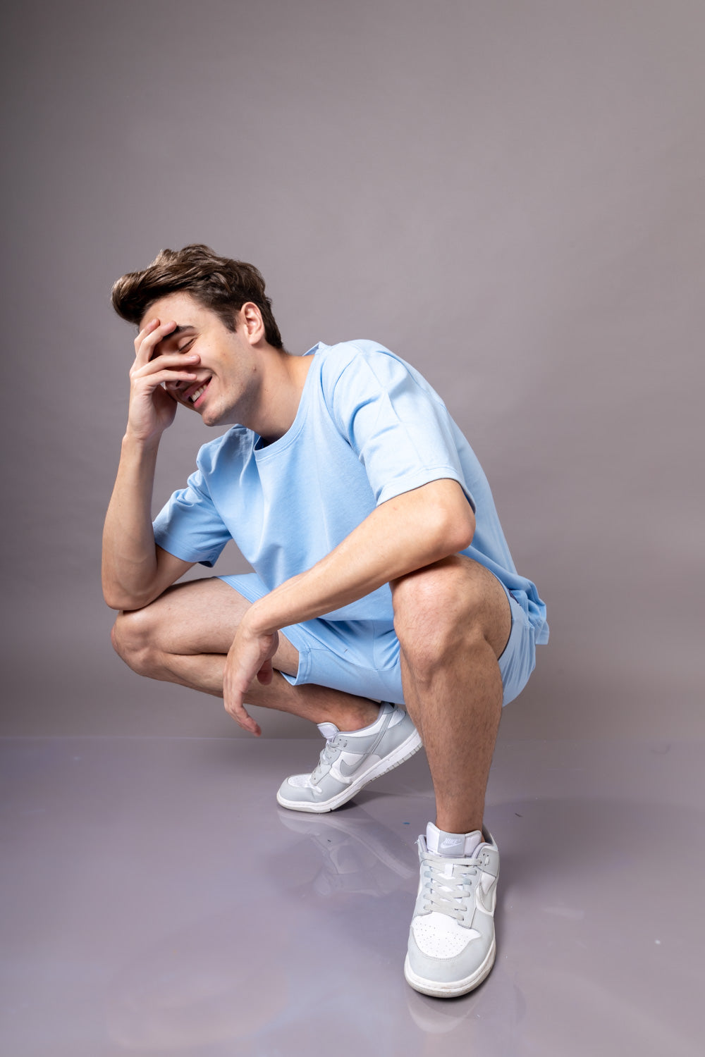 Tranquil Sky Blue  Oversized T-shirt and Shorts Co-Ord