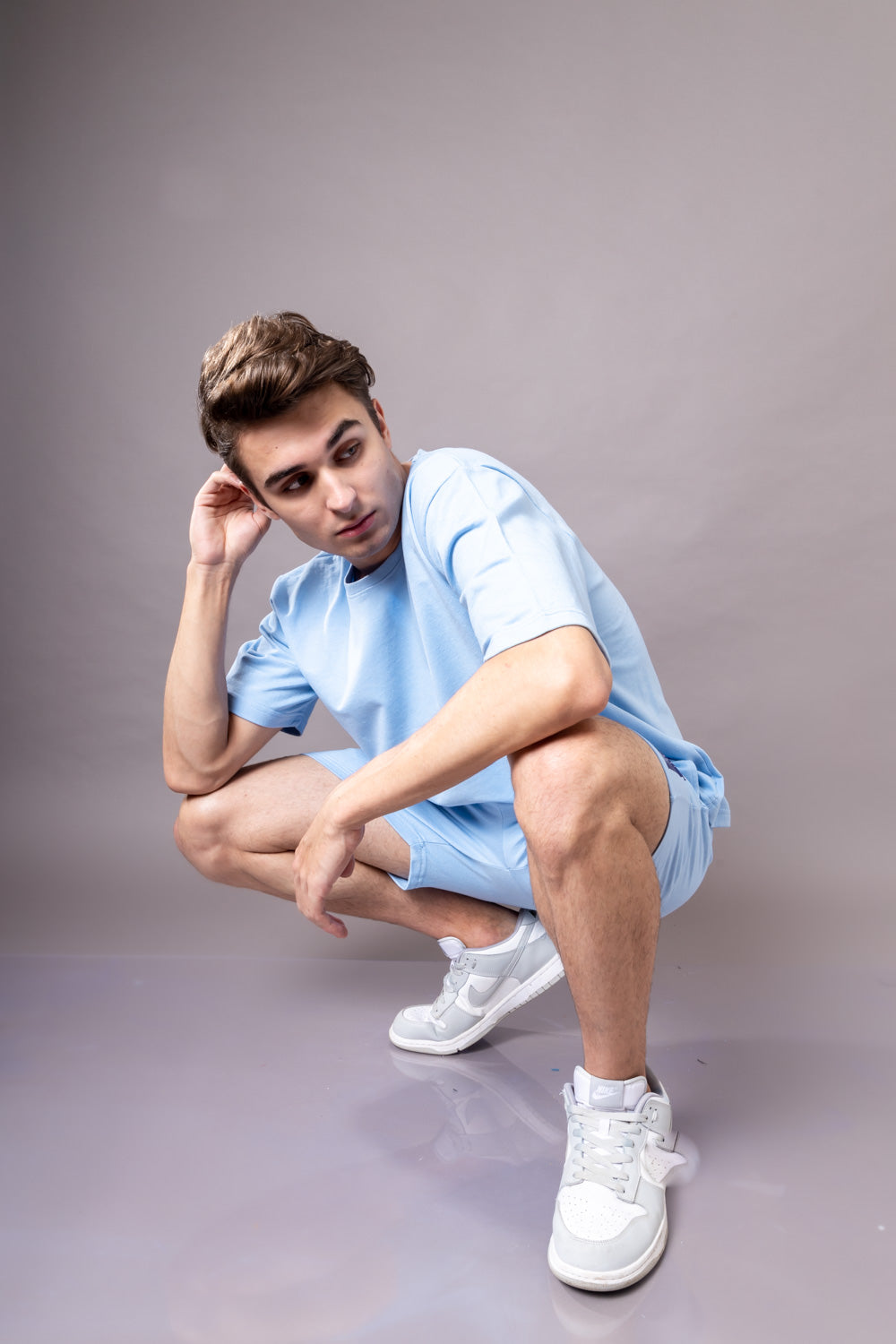 Tranquil Sky Blue  Oversized T-shirt and Shorts Co-Ord