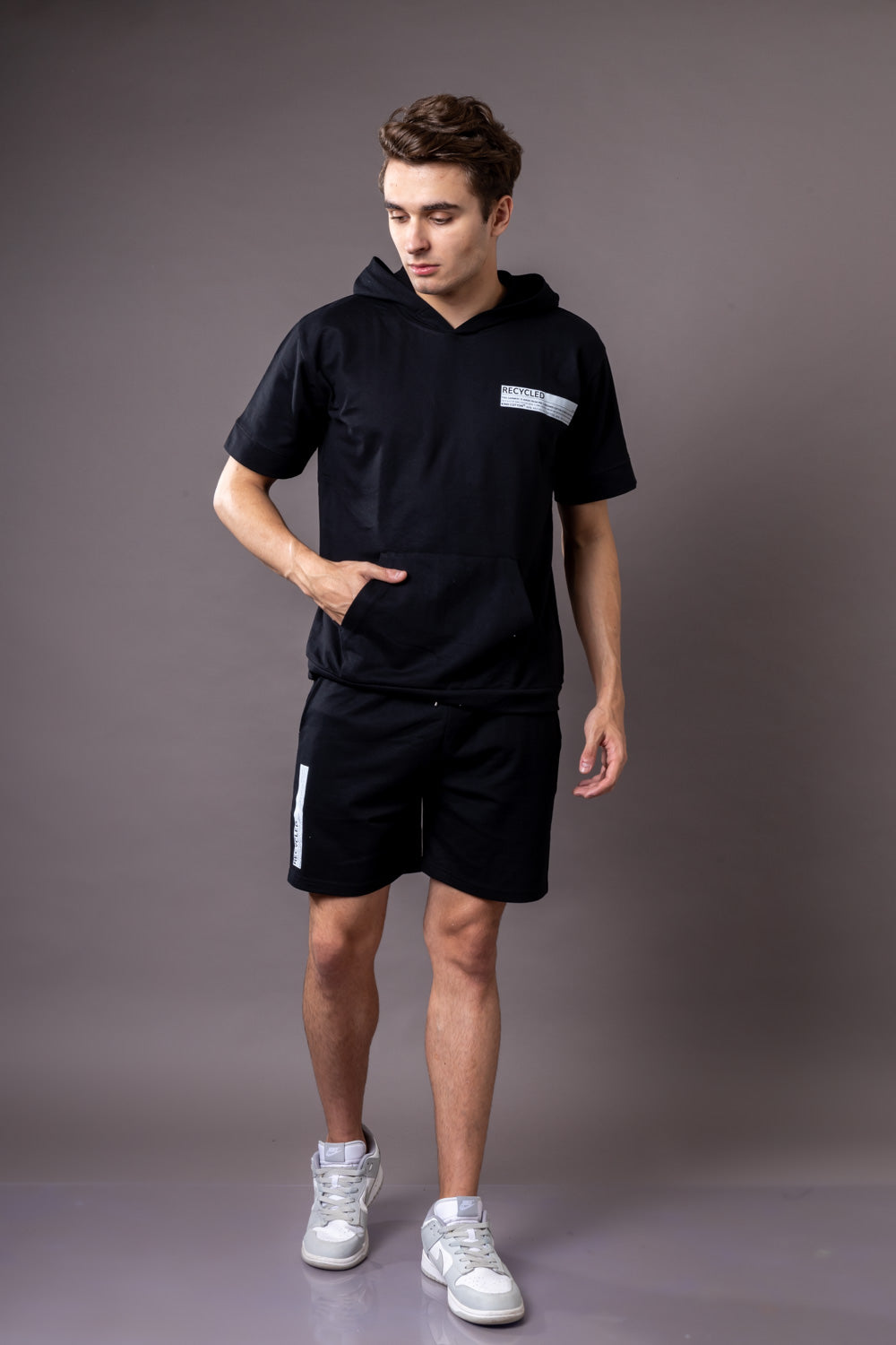 Midnight Black Hoodie and Shorts Co-Ord