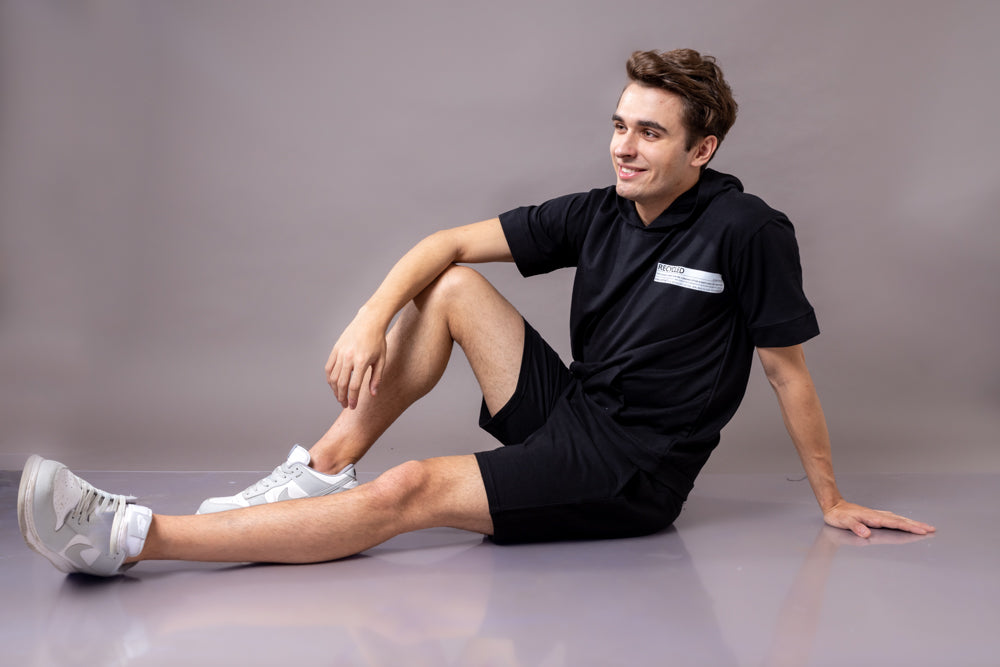Midnight Black Hoodie and Shorts Co-Ord