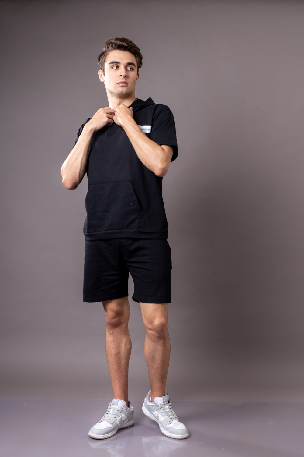 Midnight Black Hoodie and Shorts Co-Ord