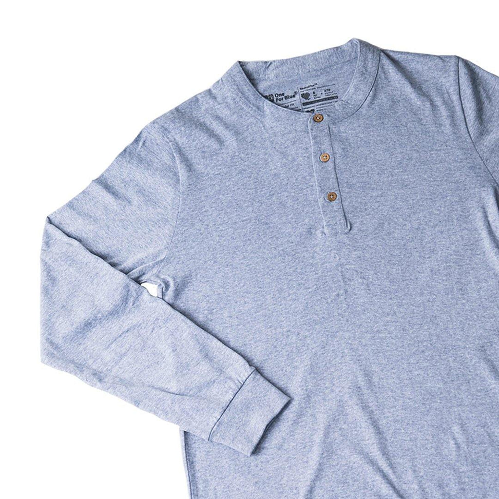 Blue Melange Henley (Slim Fit) - Oneforblue