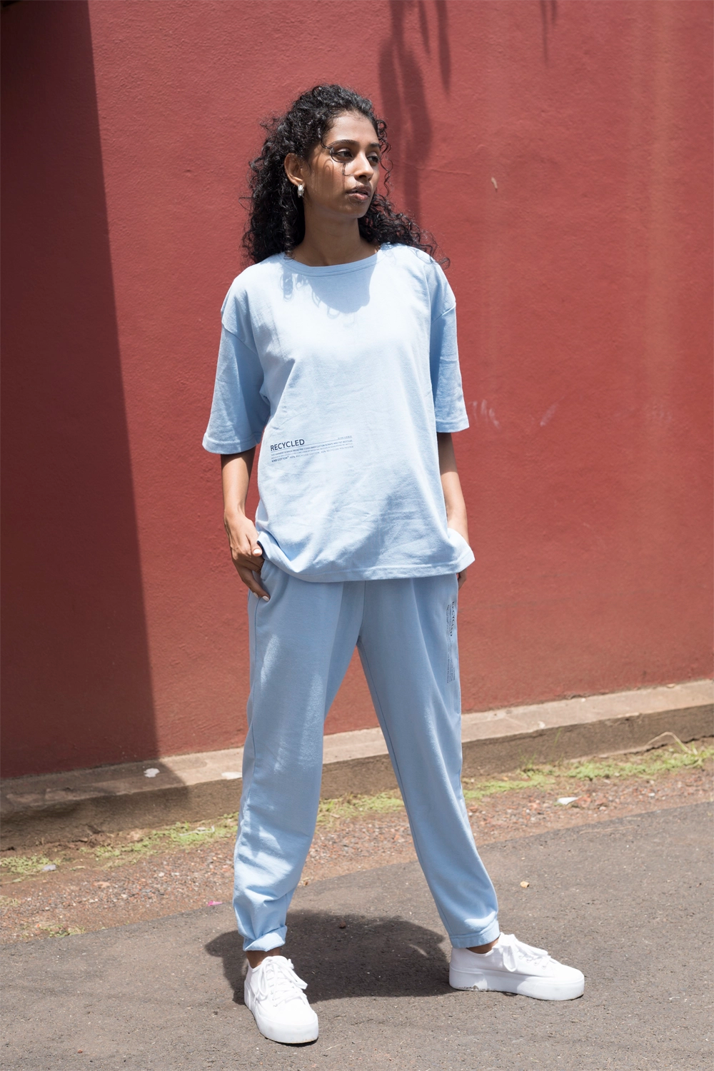 Tranquil Sky Blue Oversized Tshirt - Jog Co-Ord