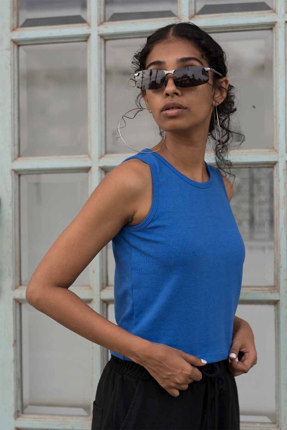 Royal blue rib tank top