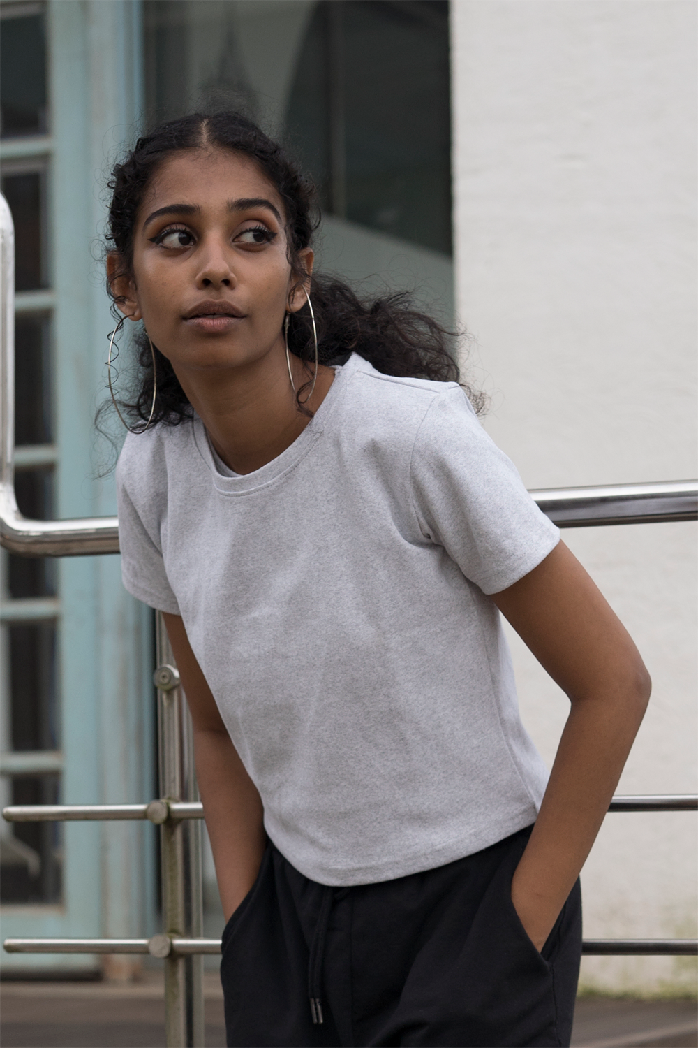 White melange All season rib top