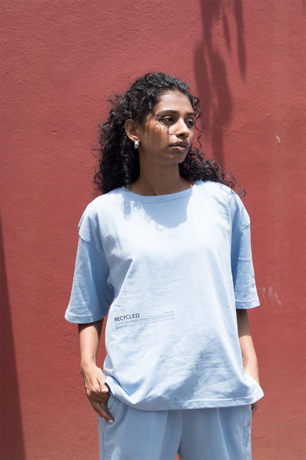 Tranquil Sky Blue Oversized Tshirt - Jog Co-Ord