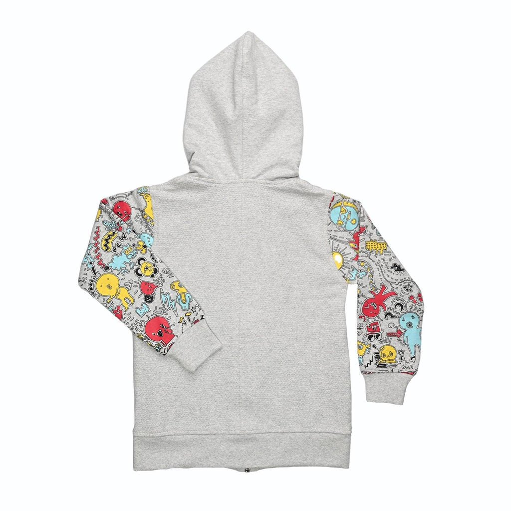 Scribble Dribble Hoodie- Grey - Oneforblue