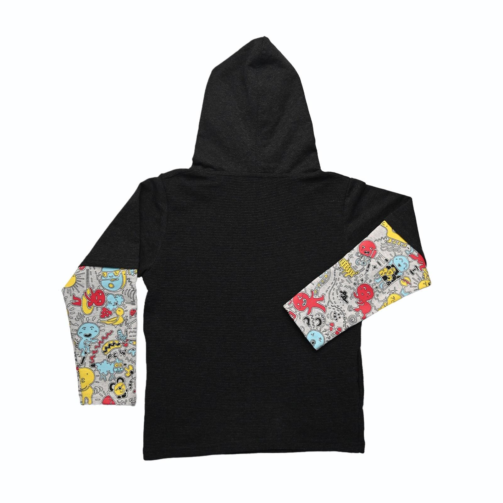 Scribble Dribble Hoodie- Charcoal Black - Oneforblue