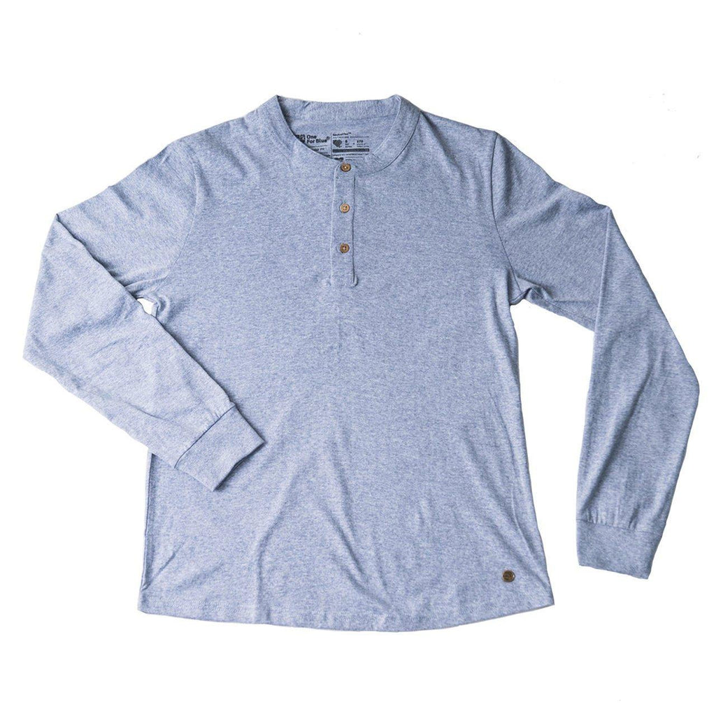 Blue Melange Henley (Slim Fit) - Oneforblue