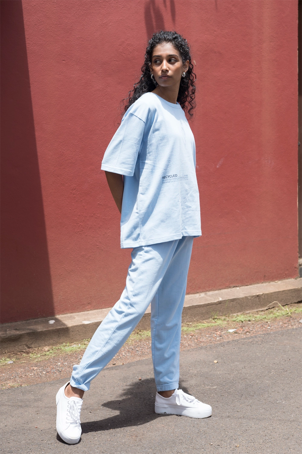 Tranquil Sky Blue Oversized Tshirt - Jog Co-Ord