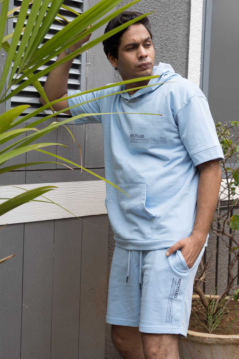 Tranquil Sky Blue  Hoodie and Shorts Co-Ord