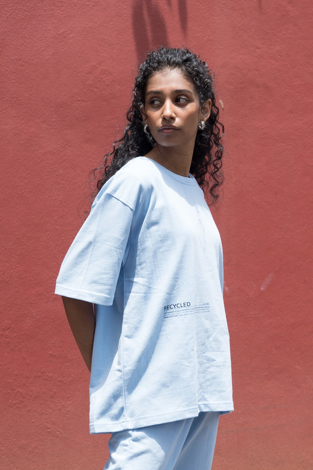 Tranquil Sky Blue Oversized Tshirt - Jog Co-Ord