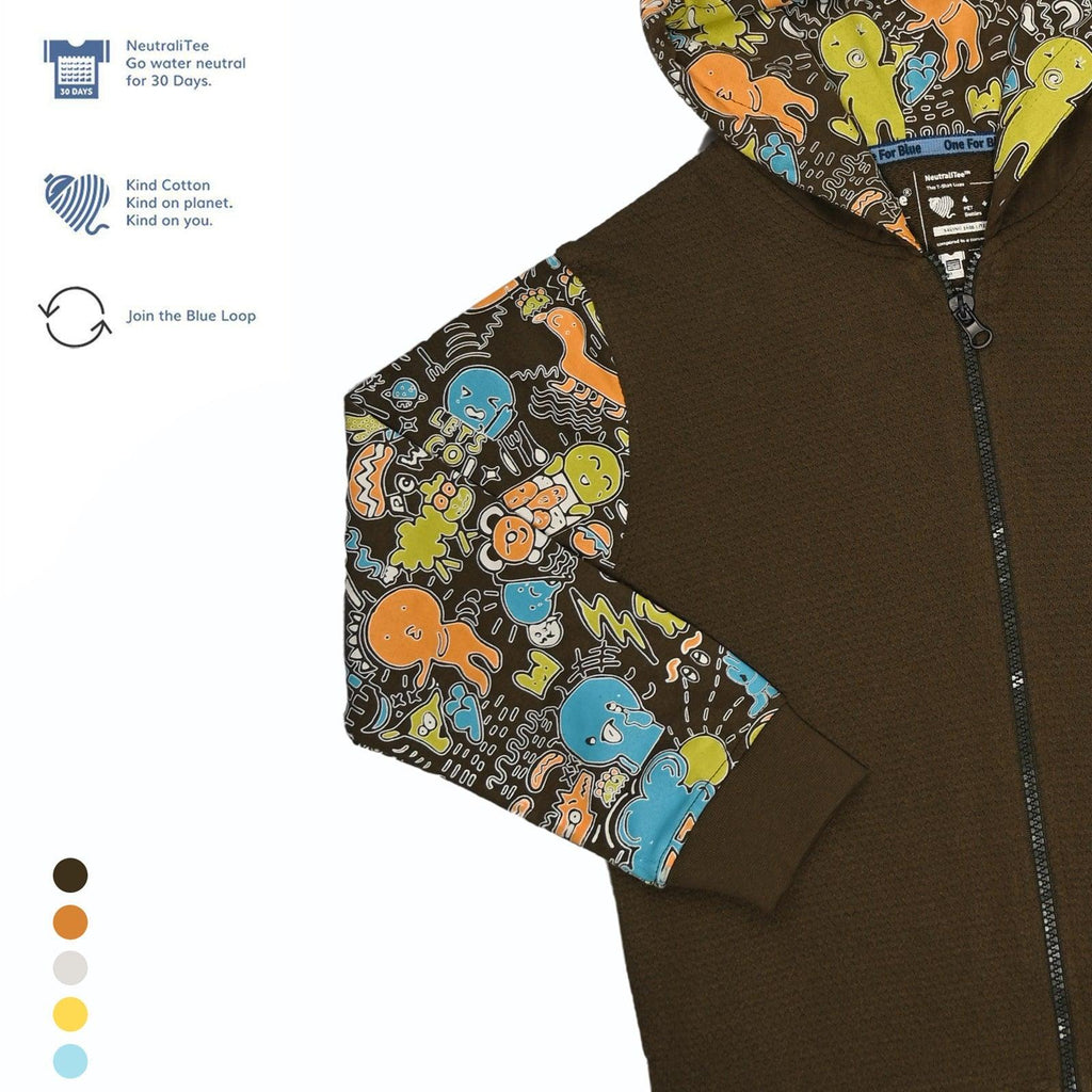 Scribble Dribble Hoodie- Olive Green - Oneforblue