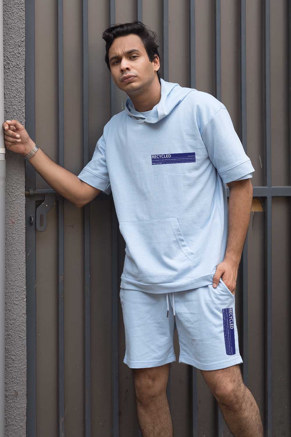 Tranquil Sky Blue  Hoodie and Shorts Co-Ord
