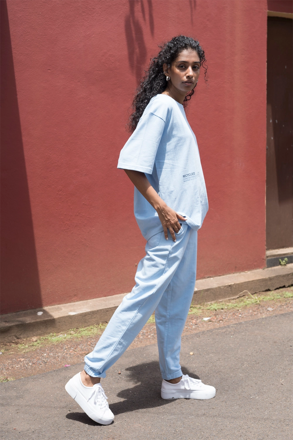 Tranquil Sky Blue Oversized Tshirt - Jog Co-Ord