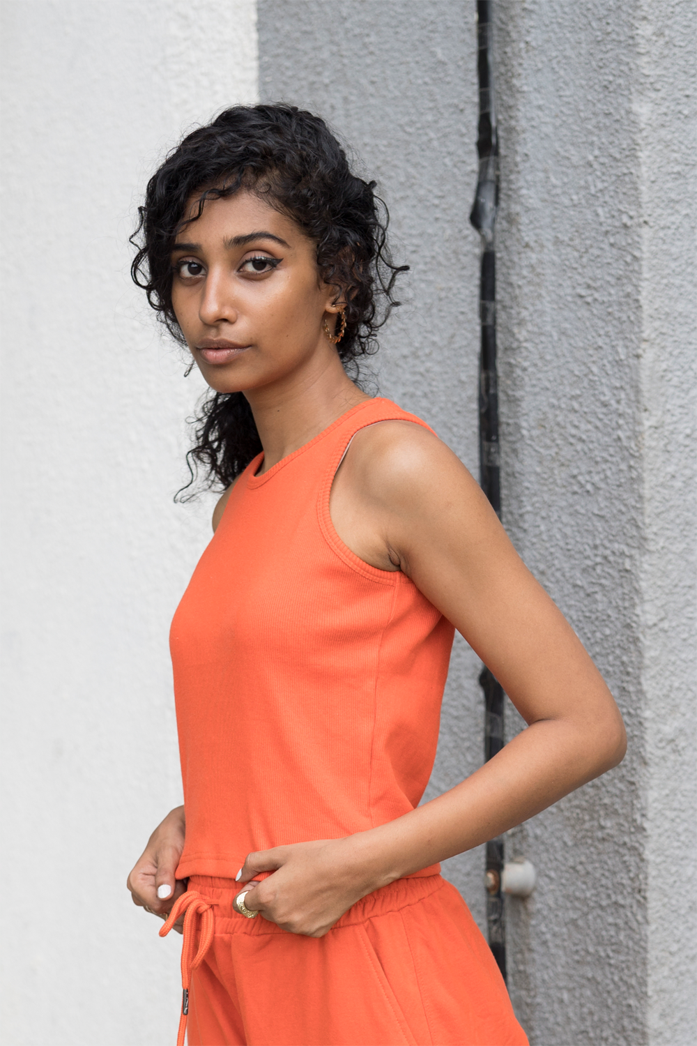 Tangerine rib tank top