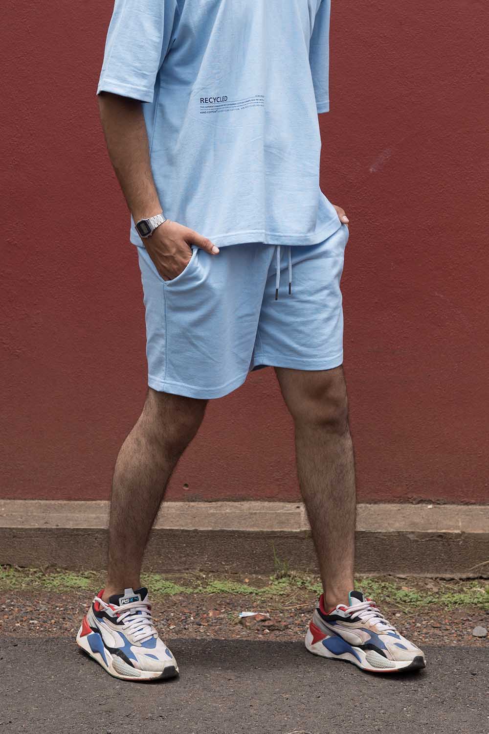 Tranquil Sky Blue  Hoodie and Shorts Co-Ord