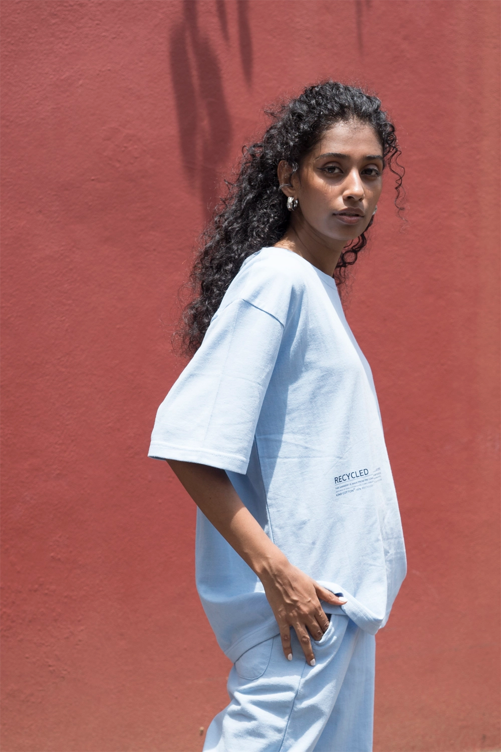 Tranquil Sky Blue Oversized Tshirt - Jog Co-Ord
