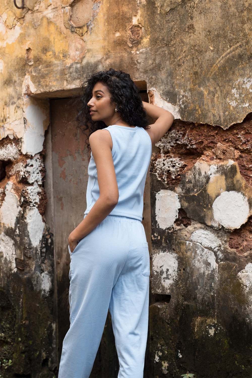 Tranquil Sky Blue Tank Top with Sleeves - Jog Co-Ord