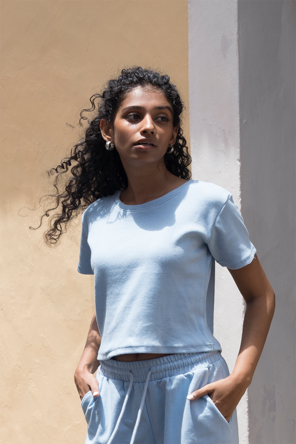 Tranquil Sky Blue Tank Top with Sleeves - Jog Co-Ord