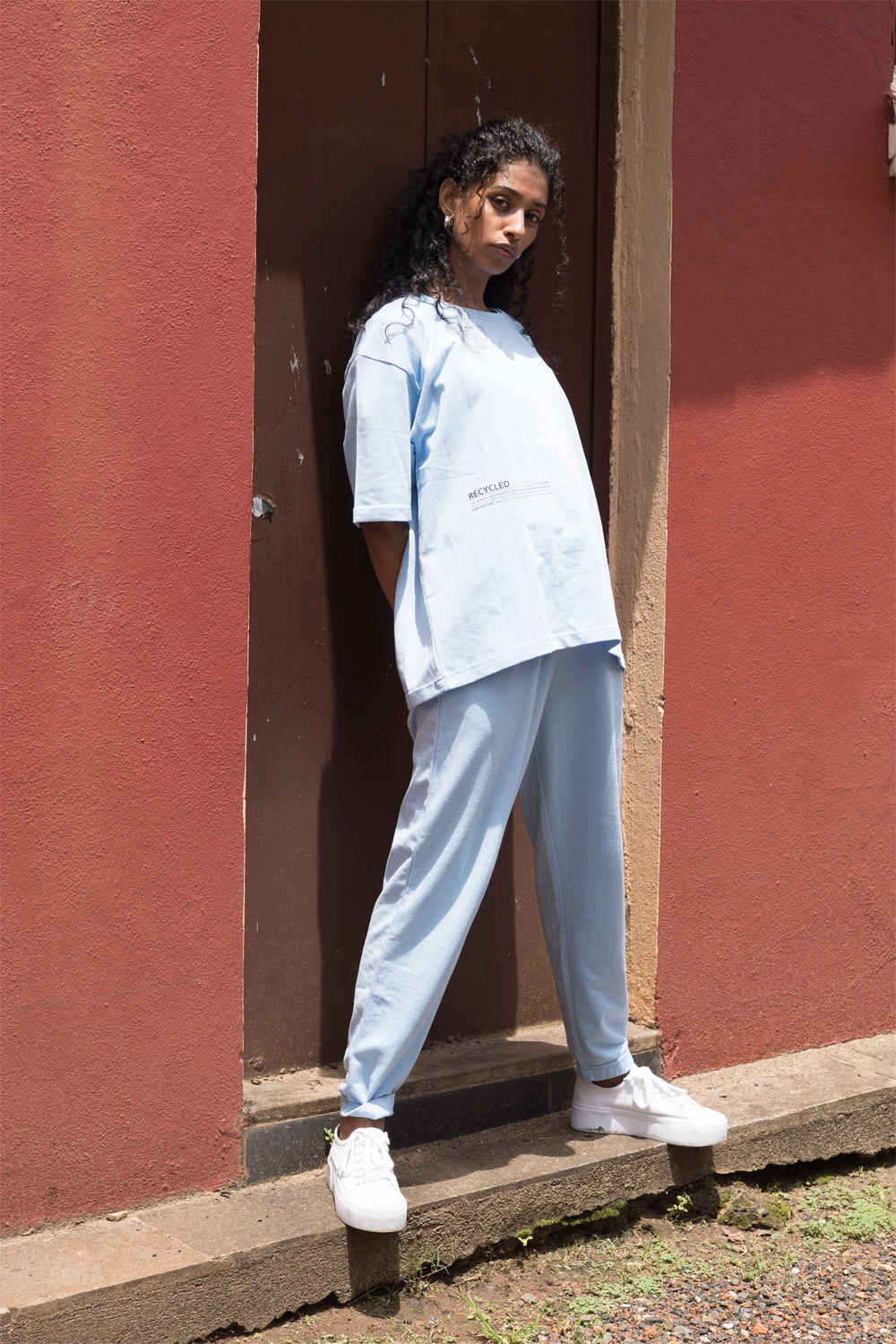 Tranquil Sky Blue Oversized Tshirt - Jog Co-Ord