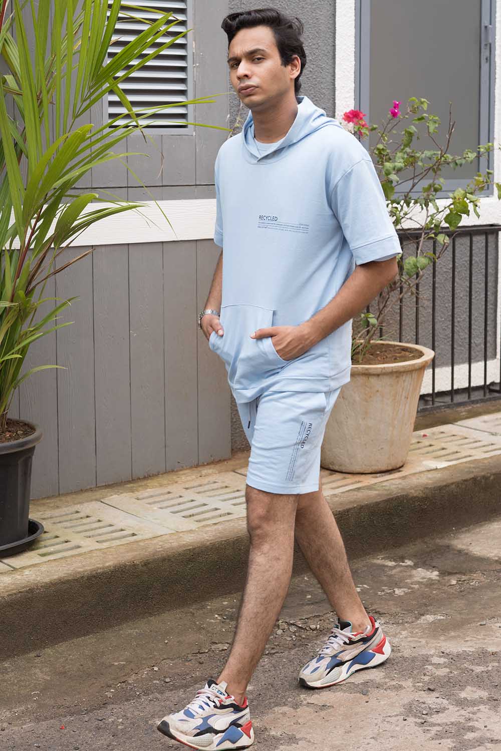 Tranquil Sky Blue  Hoodie and Shorts Co-Ord