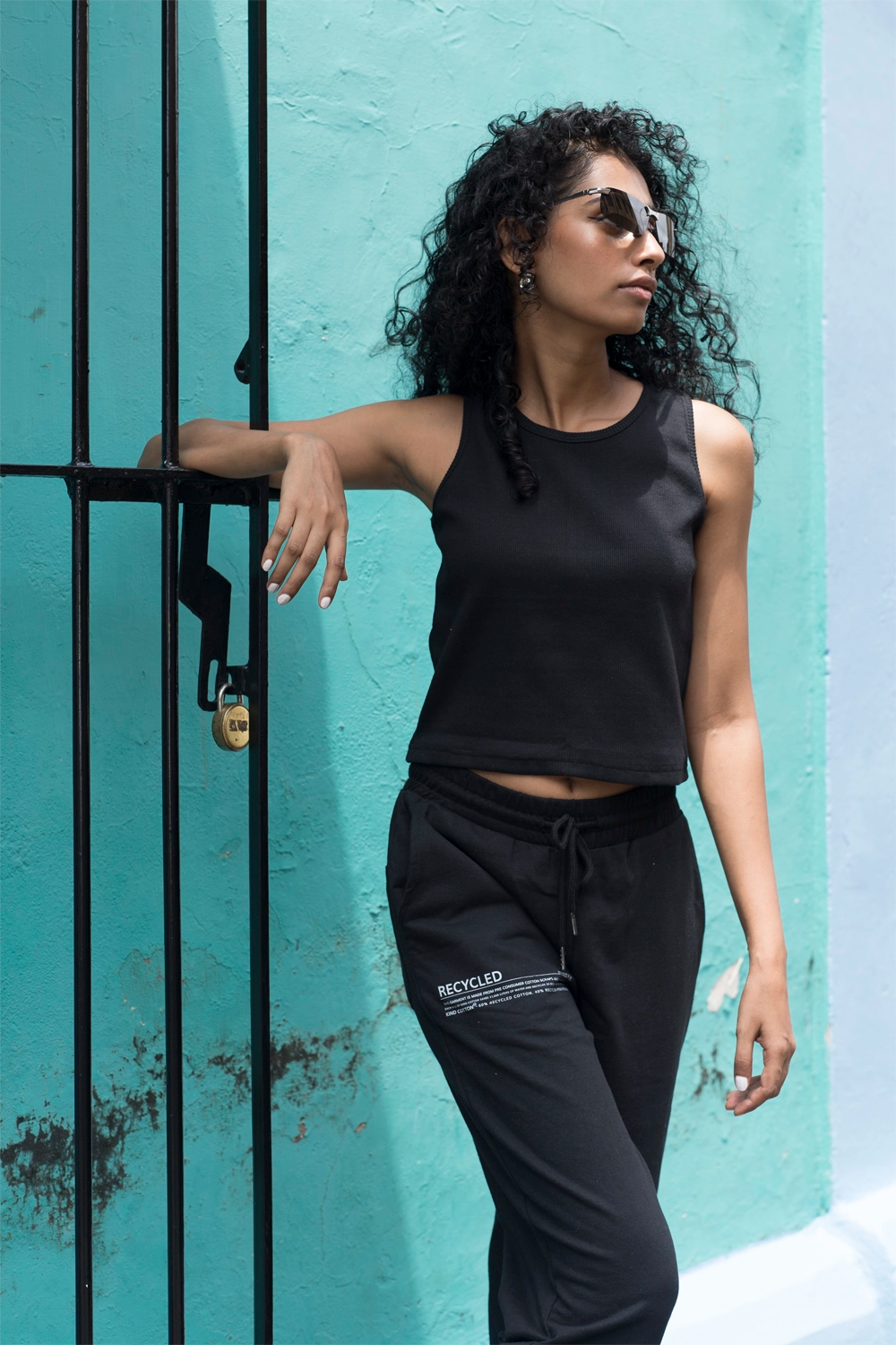Midnight black rib tank top