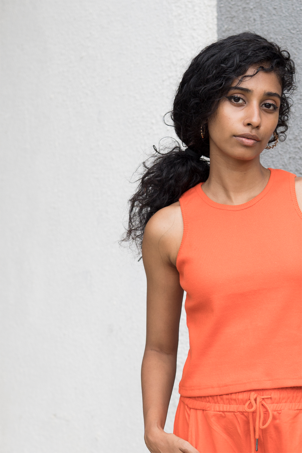 Tangerine rib tank top