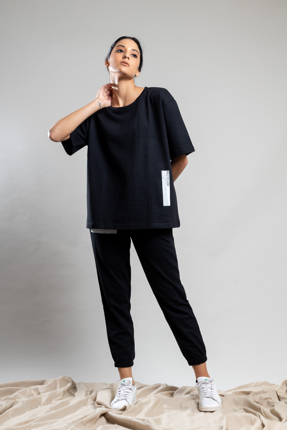 Midnight Black Oversized Tshirt - Jog Co-Ord