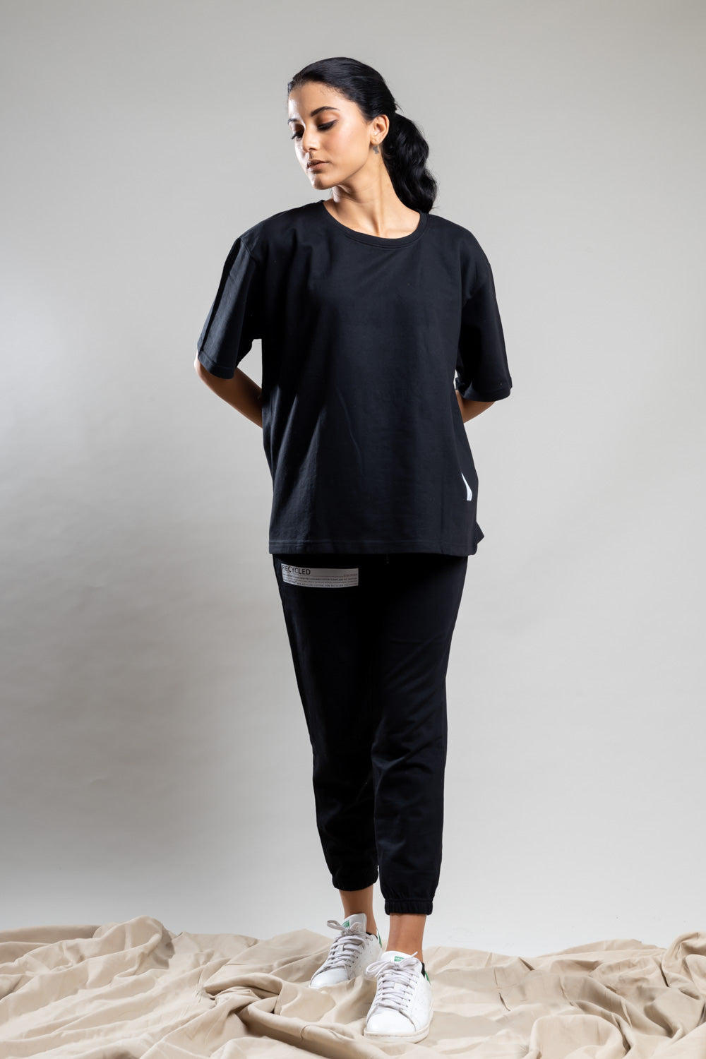 Midnight Black Oversized Tshirt - Jog Co-Ord