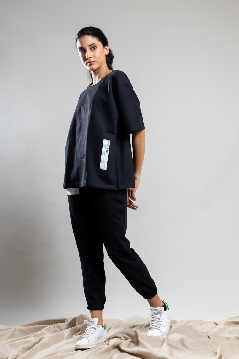Midnight Black Oversized Tshirt - Jog Co-Ord