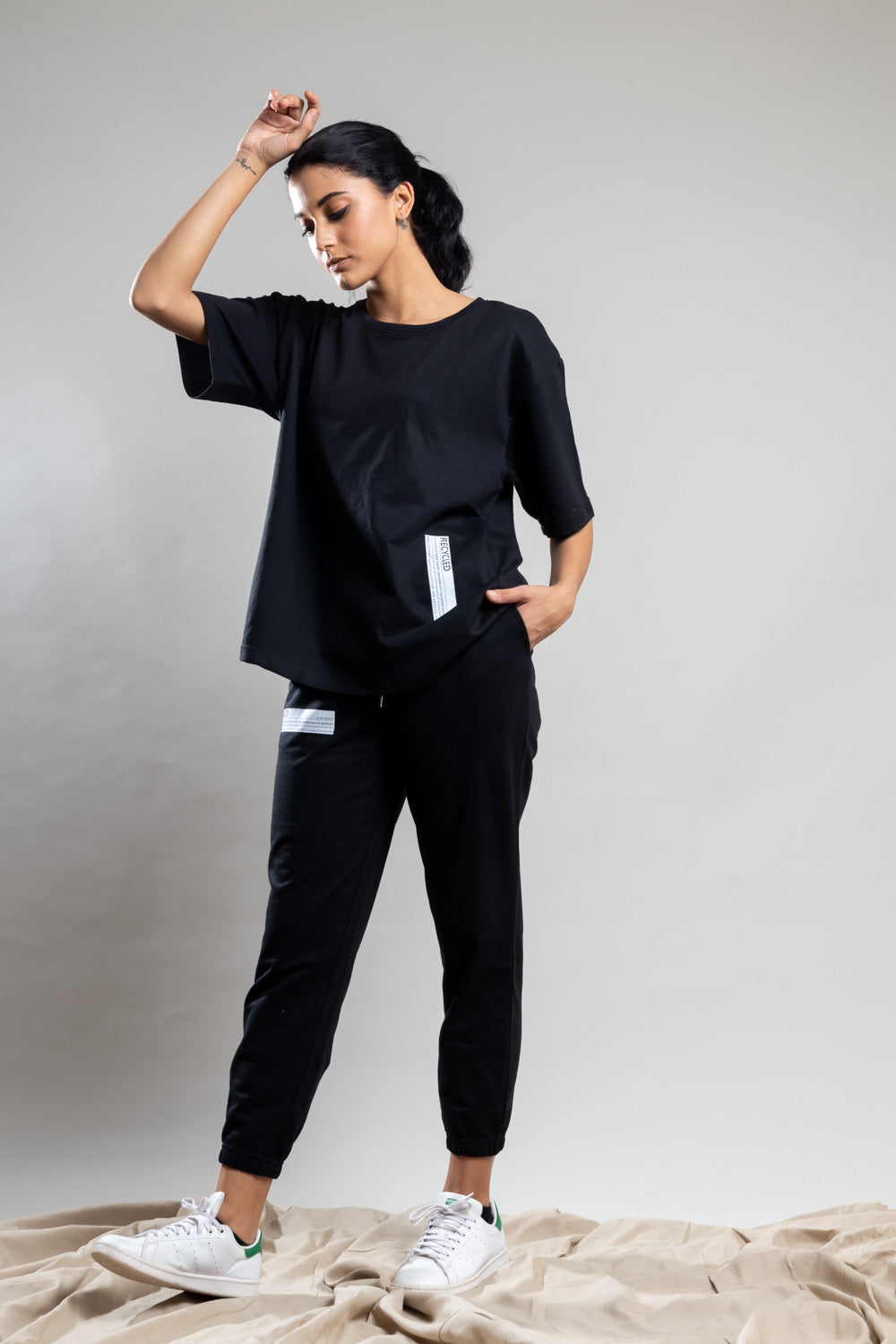 Midnight Black Oversized Tshirt - Jog Co-Ord