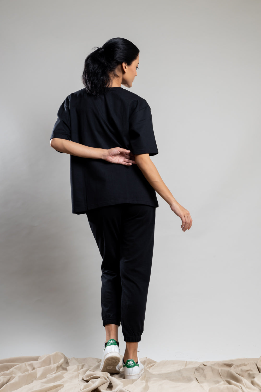 Midnight Black Oversized Tshirt - Jog Co-Ord